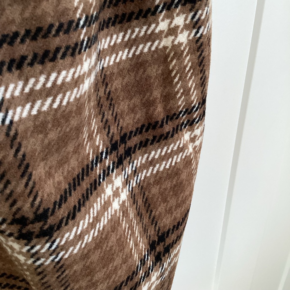 Anthropologie Strapless Belted Midi Dress New Plaid Brown Wool Size 2 - Picture 11 of 16